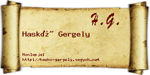 Haskó Gergely névjegykártya